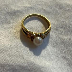 10k pearl gold ring